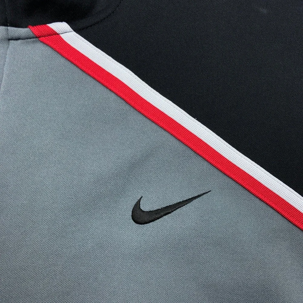 Vintage Nike Y2K Track Jacket Mens XXL Grey Black Red Full Zip Colorblock 208043